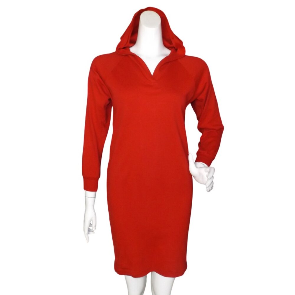 vintage NORMA KAMALI Hoodie Dress, SP Petite, Red, Longer sleeves, Short - Picture 10 of 12